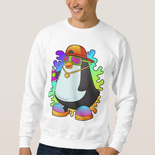 Pinguin als Maler mit Spray Sweatshirt (Vorderseite)