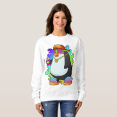 Pinguin als Maler mit Spray Sweatshirt (Vorne ganz)