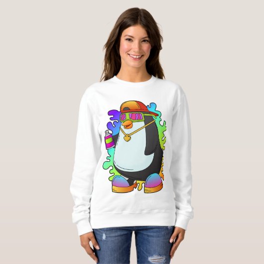 Pinguin als Maler mit Spray Sweatshirt (Vorne ganz)