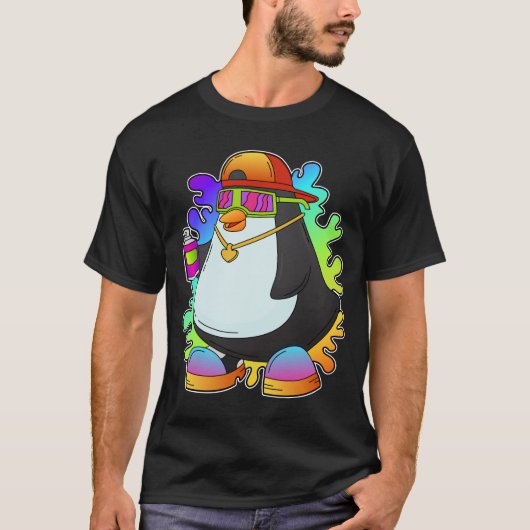 Pinguin als Maler mit Spray T-Shirt (Vorderseite)