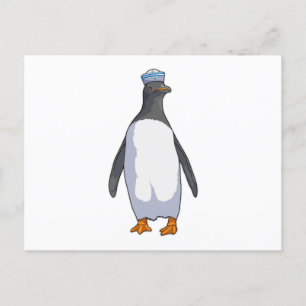 Pinguin als Matrose mit Hut Postkarte