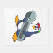 Pinguin als Mechaik mit Tool Fleecedecke (Vorderseite (Horizontal))