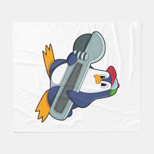 Pinguin als Mechaik mit Tool Fleecedecke (Vorderseite (Horizontal))