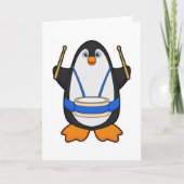 Pinguin als Musiker mit Drum Karte (Vorderseite)