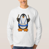 Pinguin als Musiker mit Drum T-Shirt (Vorderseite)