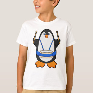Pinguin als Musiker mit Drum T-Shirt