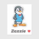 Pinguin als Nerd mit Brille Aufkleber (Blatt)