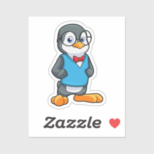 Pinguin als Nerd mit Brille Aufkleber