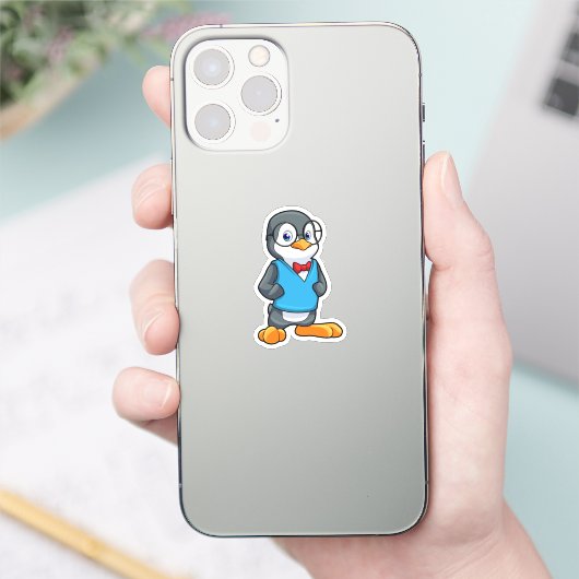 Pinguin als Nerd mit Brille Aufkleber (Telefon)