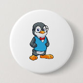 Pinguin als Nerd mit Brille Button (Vorderseite)