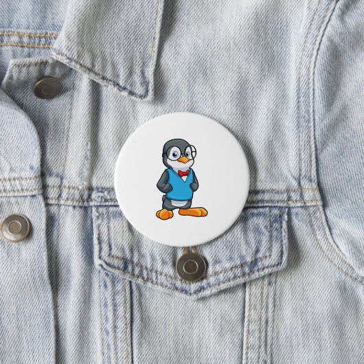 Pinguin als Nerd mit Brille Button (Beispiel)