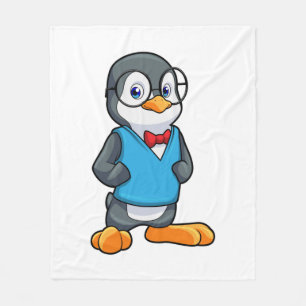 Pinguin als Nerd mit Brille Fleecedecke
