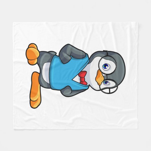 Pinguin als Nerd mit Brille Fleecedecke (Vorderseite (Horizontal))
