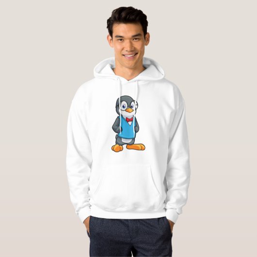 Pinguin als Nerd mit Brille Hoodie (Vorne ganz)