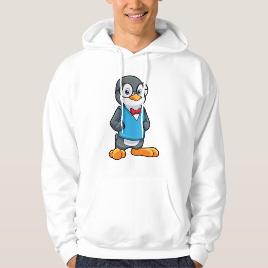 Pinguin als Nerd mit Brille Hoodie (Vorderseite)