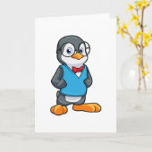 Pinguin als Nerd mit Brille Karte (Gelbe Blume)