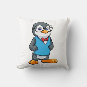 Pinguin als Nerd mit Brille Kissen