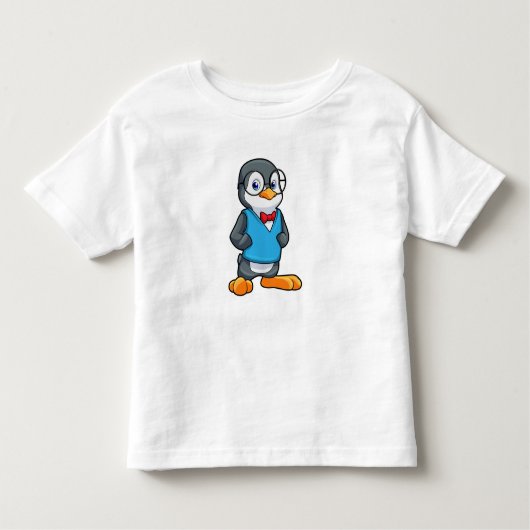Pinguin als Nerd mit Brille Kleinkind T-shirt (Vorderseite)