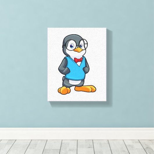 Pinguin als Nerd mit Brille Leinwanddruck (Insitu (Holzboden))