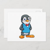 Pinguin als Nerd mit Brille Postkarte (Vorne/Hinten)