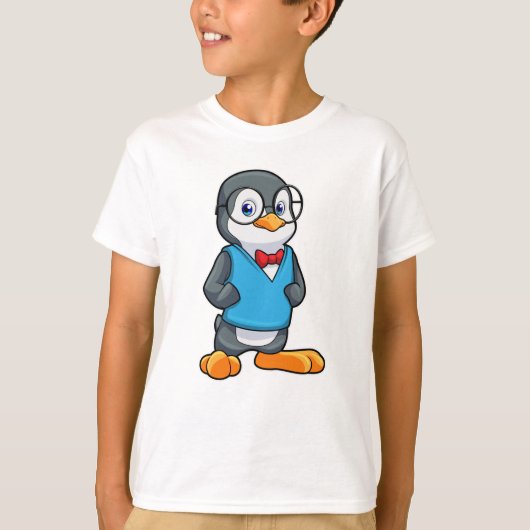 Pinguin als Nerd mit Brille T-Shirt (Vorderseite)
