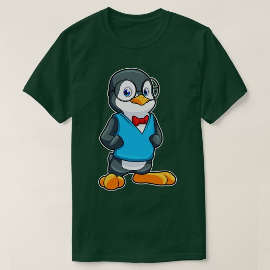 Pinguin als Nerd mit Brille T-Shirt (Design vorne)