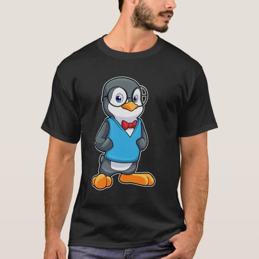 Pinguin als Nerd mit Brille T-Shirt (Vorderseite)
