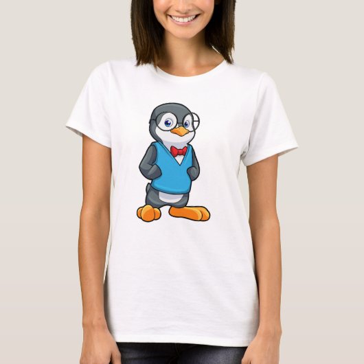 Pinguin als Nerd mit Brille T-Shirt (Vorderseite)
