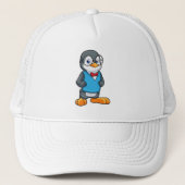 Pinguin als Nerd mit Brille Truckerkappe (Vorderseite)