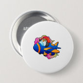 Pinguin als Pilot mit Flugzeug Button (Vorne & Hinten)