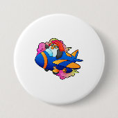 Pinguin als Pilot mit Flugzeug Button (Vorderseite)