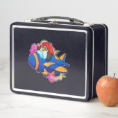 Pinguin als Pilot mit Flugzeug Metall Brotdose (Beispiel)