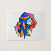 Pinguin als Pilot mit Flugzeug Puzzle (Horizontal)