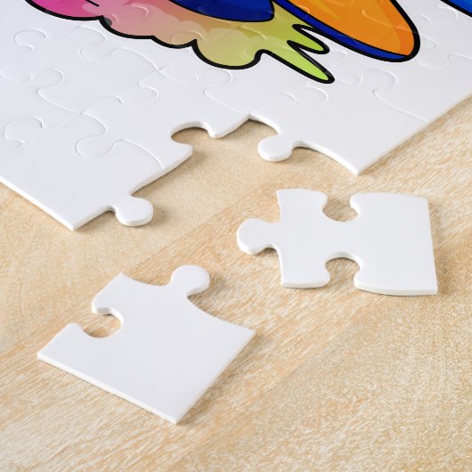 Pinguin als Pilot mit Flugzeug Puzzle (Seite)