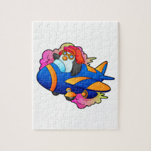 Pinguin als Pilot mit Flugzeug Puzzle