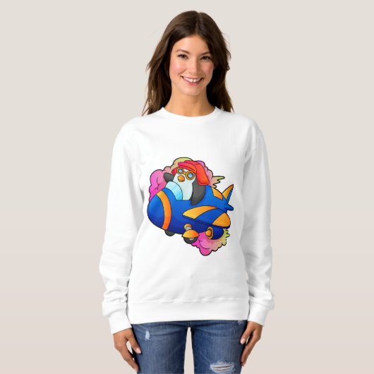 Pinguin als Pilot mit Flugzeug Sweatshirt (Vorne ganz)