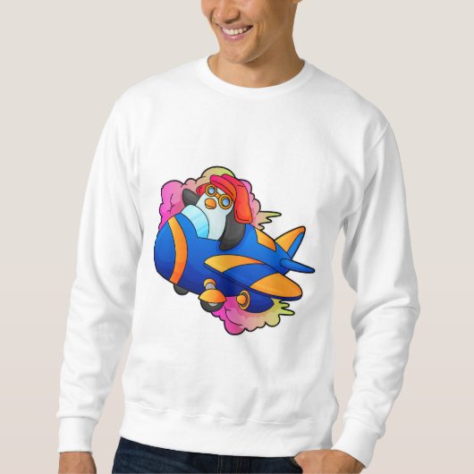 Pinguin als Pilot mit Flugzeug Sweatshirt (Vorderseite)