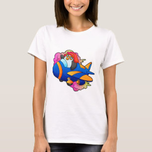 Pinguin als Pilot mit Flugzeug T-Shirt