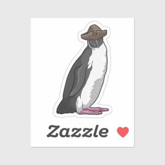 Pinguin als Pirate mit Hut Aufkleber (Blatt)
