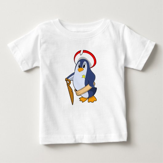 Pinguin als Pirate mit Hut Baby T-shirt (Vorderseite)
