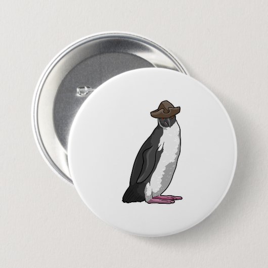Pinguin als Pirate mit Hut Button (Vorne & Hinten)