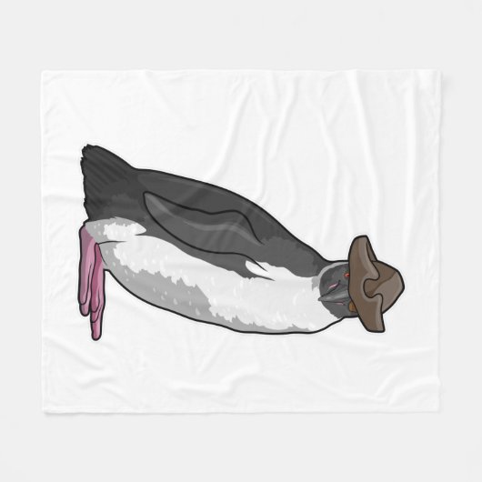 Pinguin als Pirate mit Hut Fleecedecke (Vorderseite (Horizontal))