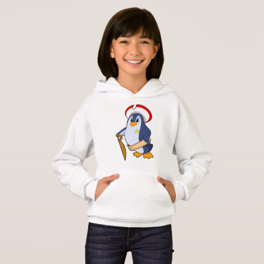 Pinguin als Pirate mit Hut Hoodie (Vorne ganz)