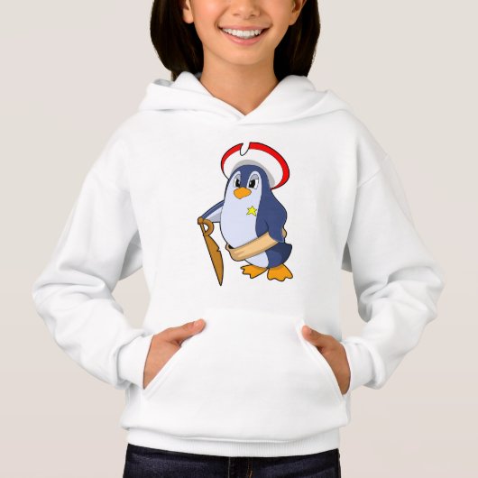 Pinguin als Pirate mit Hut Hoodie (Vorderseite)