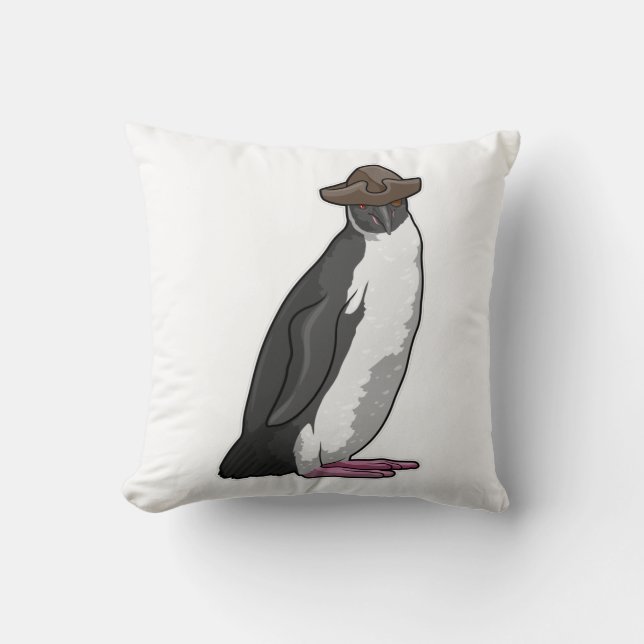 Pinguin als Pirate mit Hut Kissen (Vorderseite)