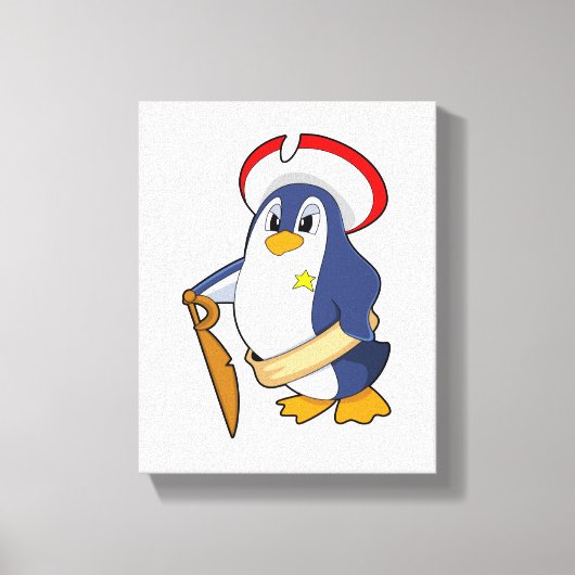 Pinguin als Pirate mit Hut Leinwanddruck (Vorderseite)