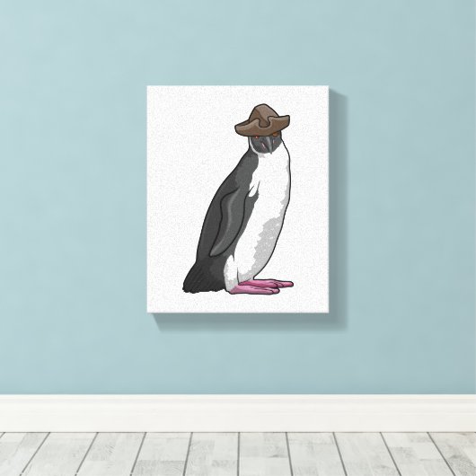 Pinguin als Pirate mit Hut Leinwanddruck (Insitu (Holzboden))