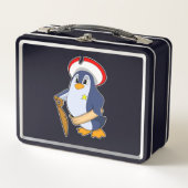 Pinguin als Pirate mit Hut Metall Brotdose (Vorderseite)