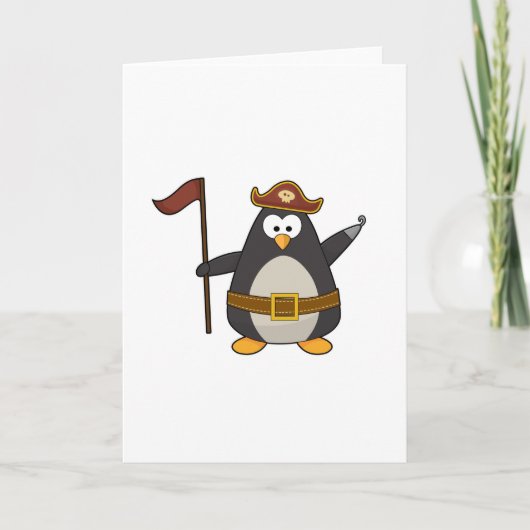Pinguin als Pirate mit Piratengürtel & Hut Karte (Vorderseite)
