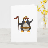 Pinguin als Pirate mit Piratengürtel & Hut Karte (Gelbe Blume)